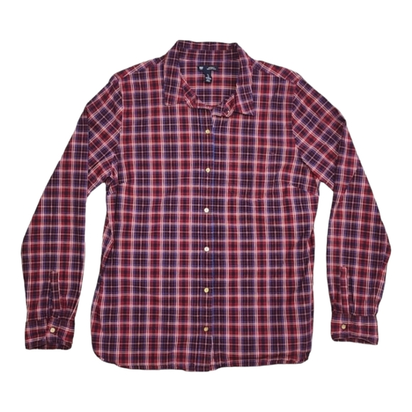 Gap Women's Boyfriend Fit Button Down, Long Sleeve Plaid, Coupe, Size L - Picture 11 of 11